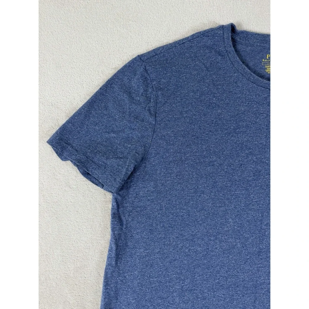 Polo Ralph Lauren Custom Slim Fit T Shirt Mens Large Blue Heather Pony Logo‎ Tee